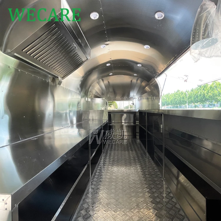 Wecare mobile restaurant with kitchen street food van airstream bar beer trailer fully equipped pizza oven food truck foodtruck