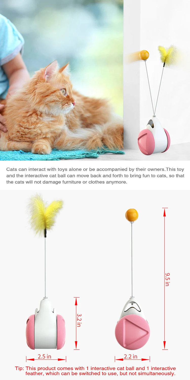Interactive Cat Scratcher Toy Feather Sponge Ball Rotating Tumbler Rolling Swing Scratching Balls Pet Products