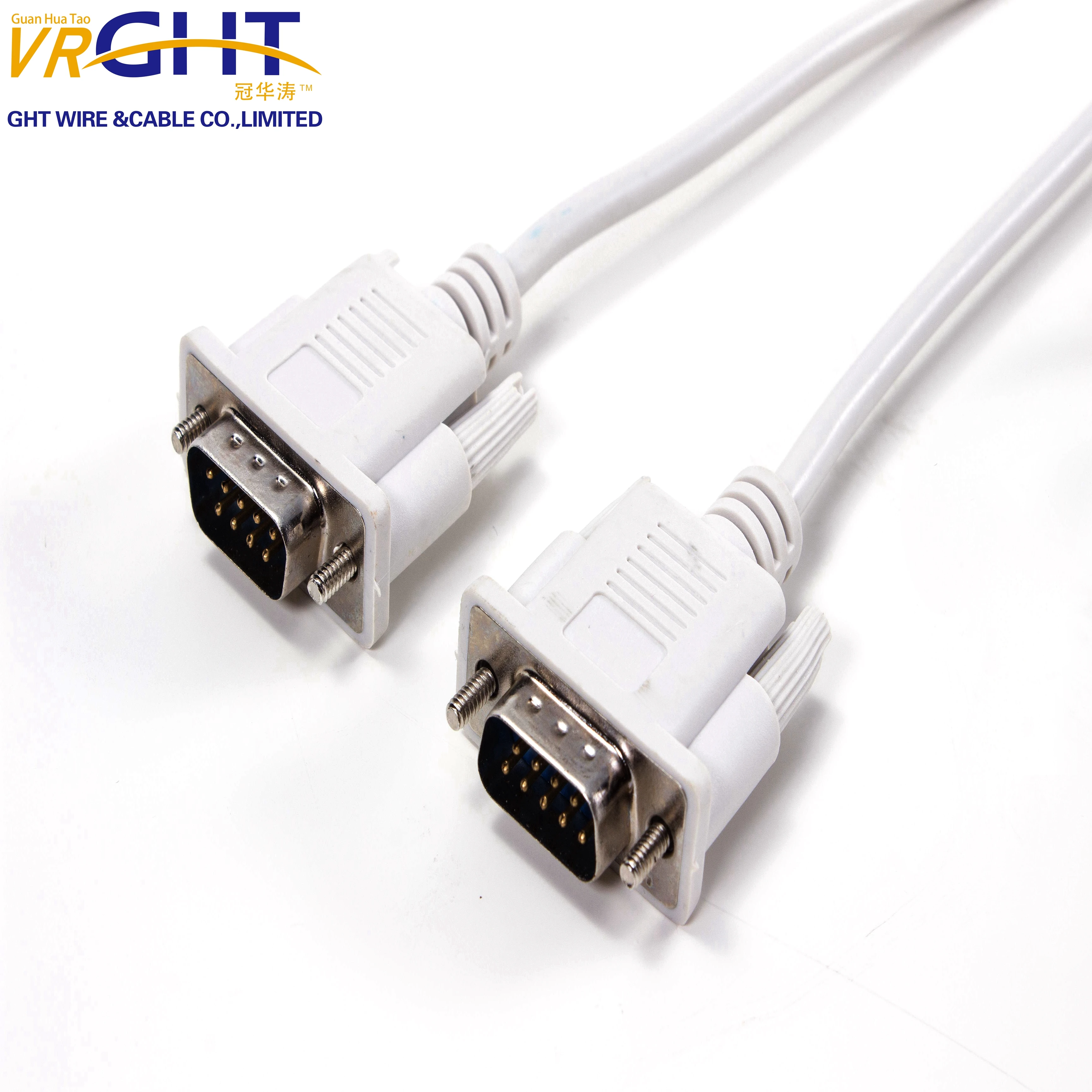 Wholesale 9 pin female to 15 pin male vga D004 DB9 cable for TV projector to computer monitor 10 meter VGA Cable