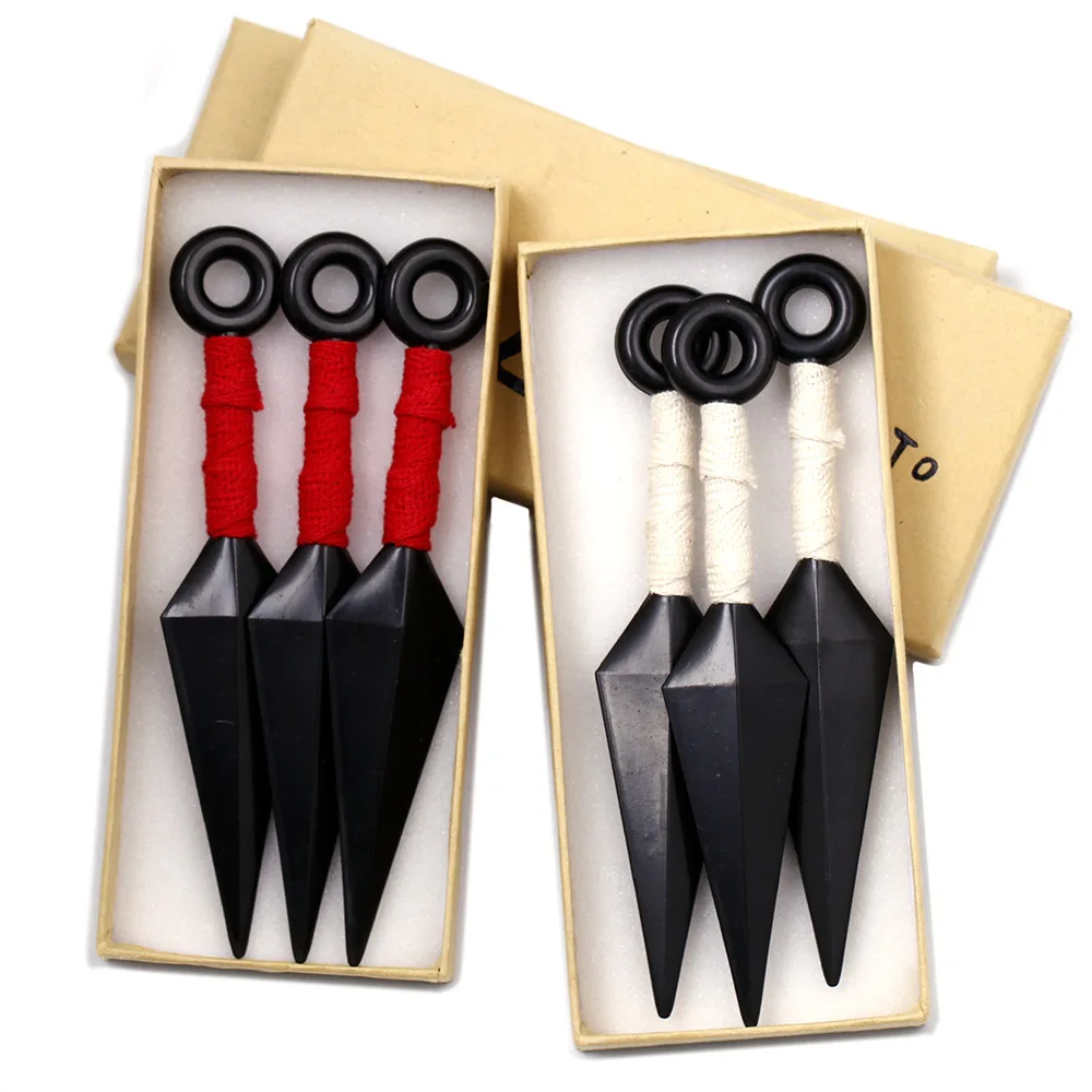 3pcs Set Anime Konoha Ninja Kakashi Cosplay Knives Weapons Kunai Set Props With Box Package