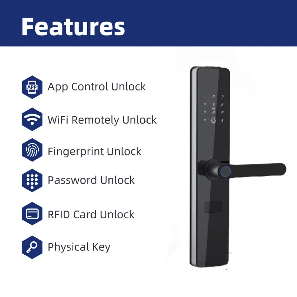 Topteq F8 Digital Tuya Zigbee Fingerprint Automatic Smart Door Lock For Aluminum Door