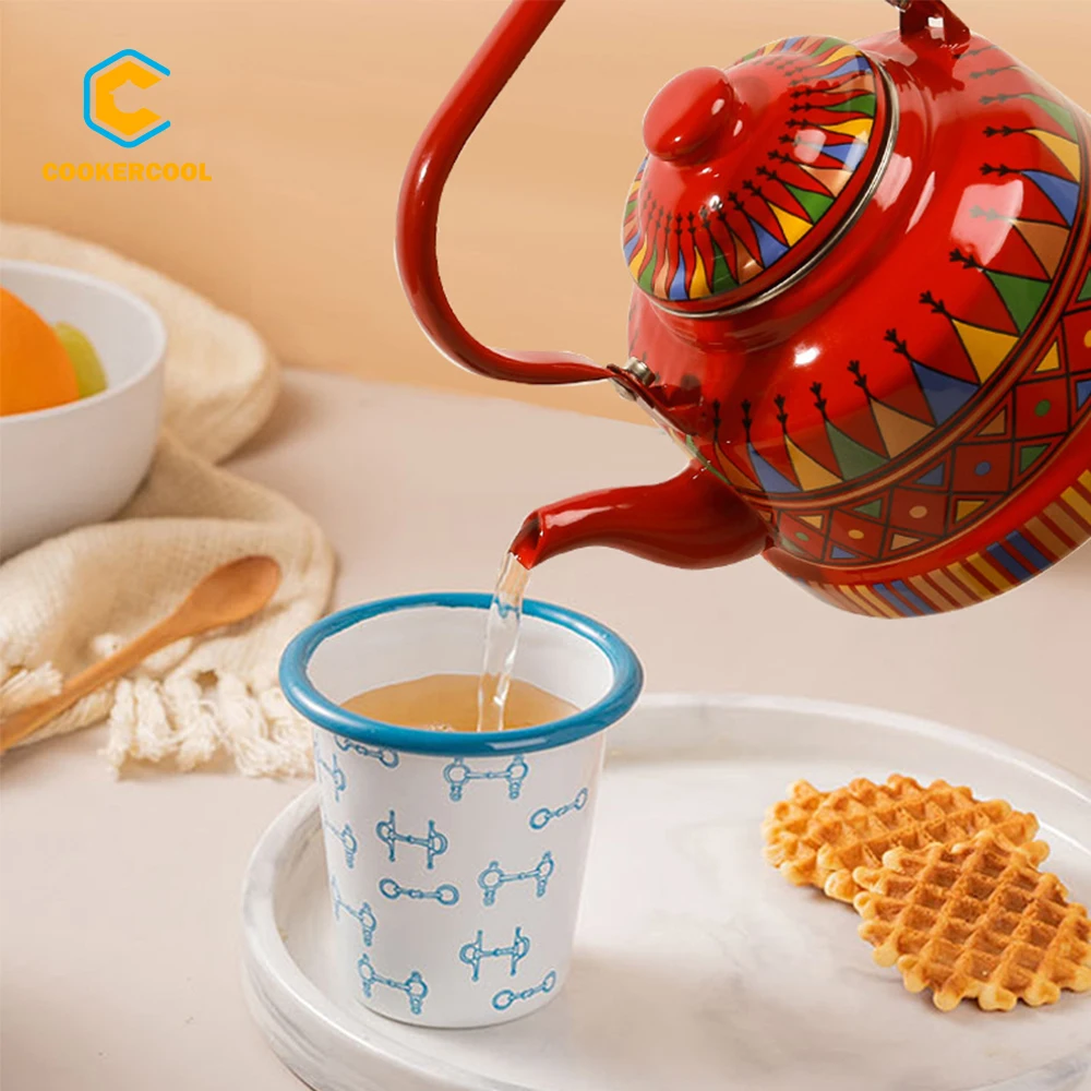 Горячая Распродажа от производителя Cookercool 1 л 7 2 5 чайный чайник с красной эмалью набор