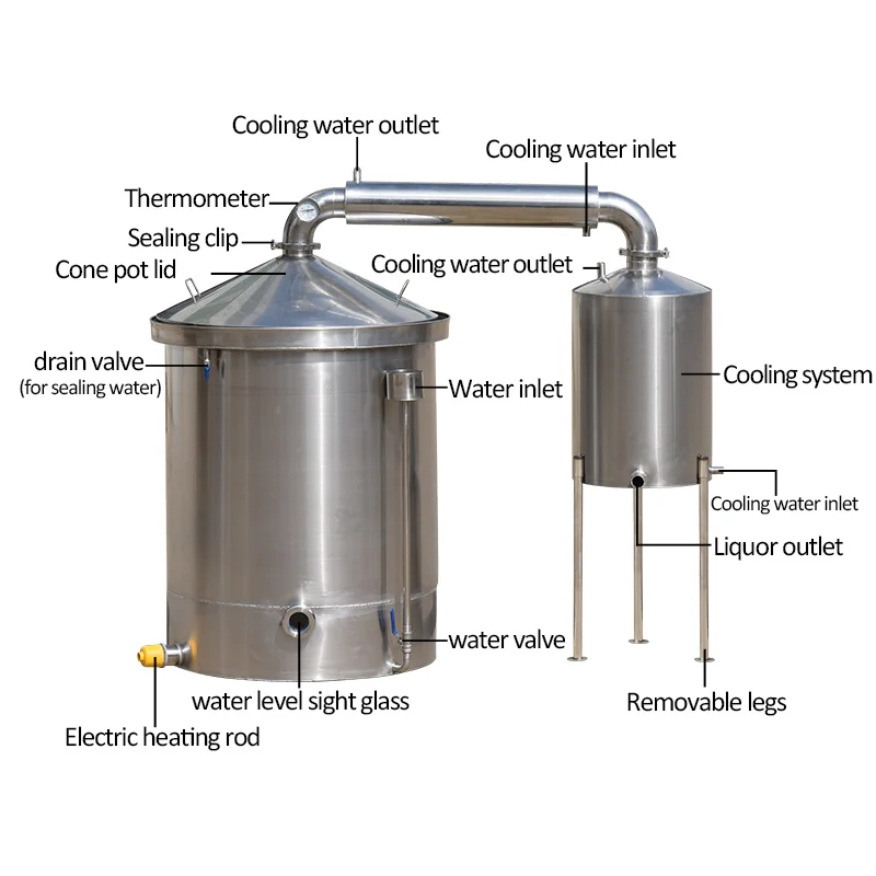 
300l alcohol distiller brewing boiler with home brew accessories 