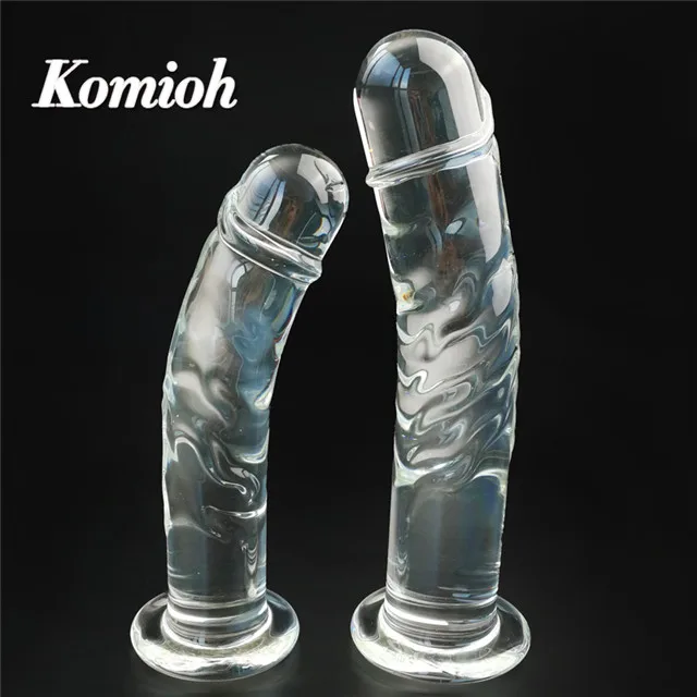 Komioh low price wholesale Large long thick real penis chinese dildos crystal galss sex toys clear dildo