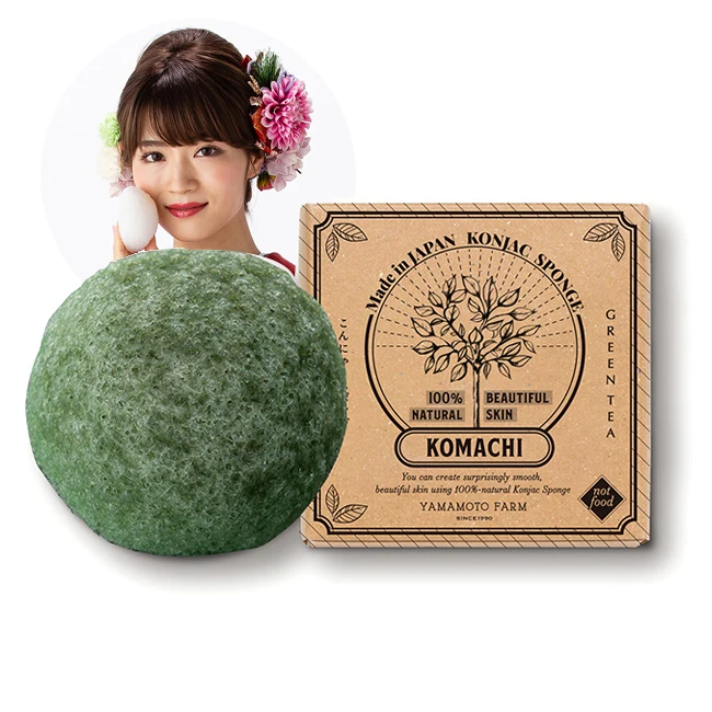 Японская биоразлагаемая живая Коньячная целлюлозная губка для лица