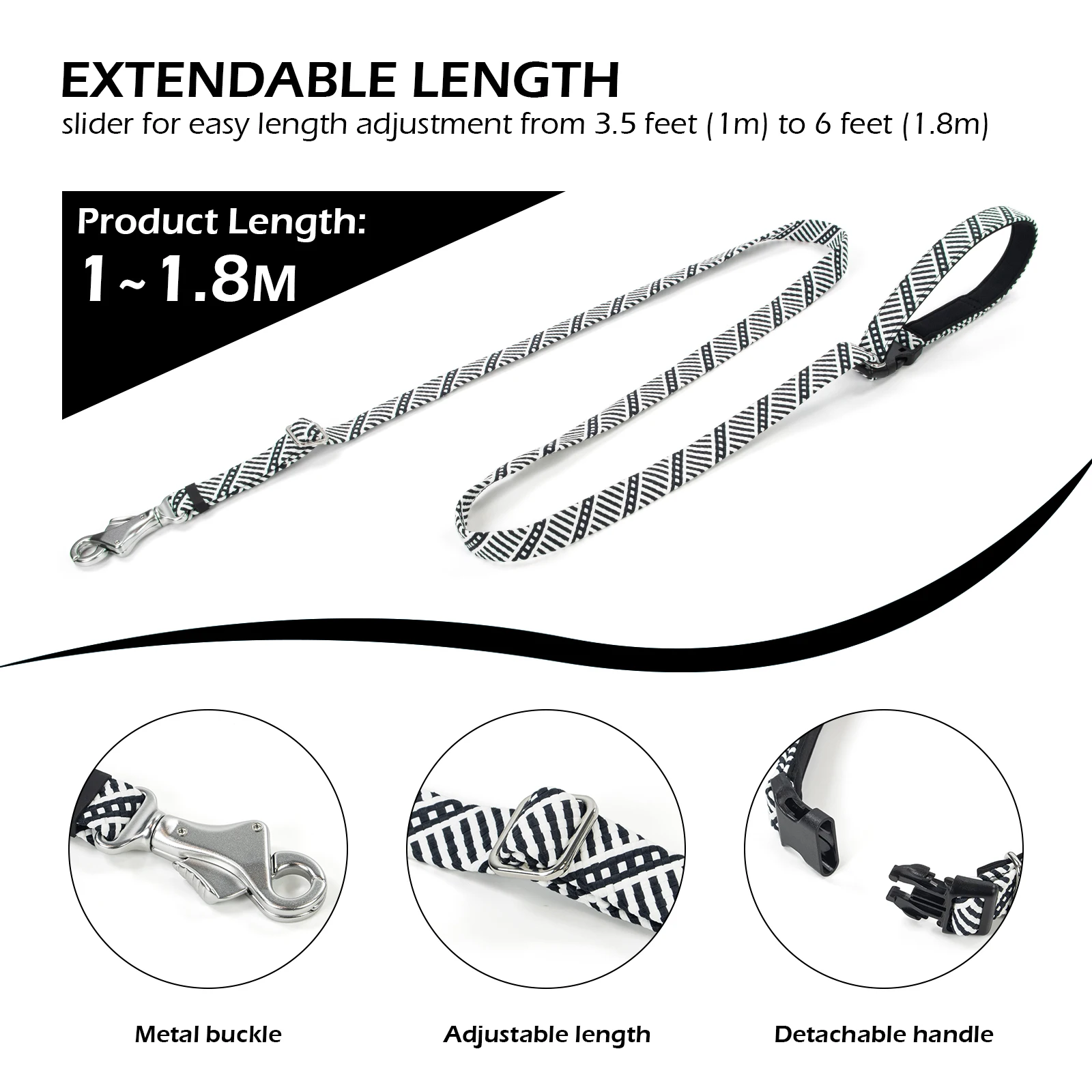 Manufacturer Wholesale Heavy Duty Adjustable No Pull Versatile Design Dog Leash With Disassemble Soft Padded Handle for Dogs