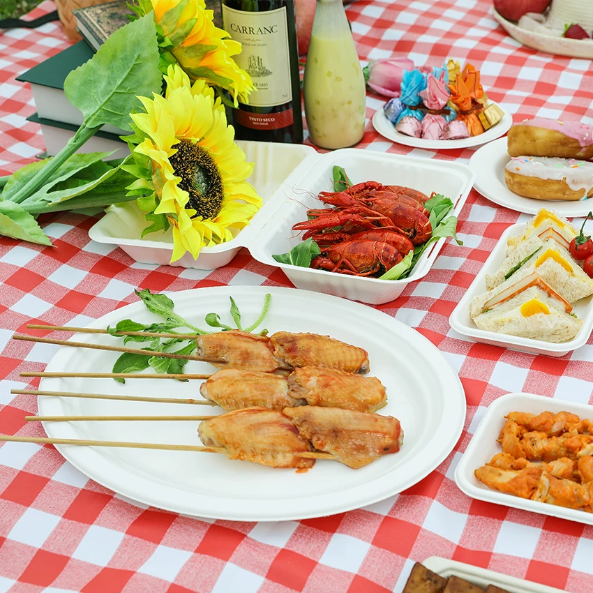 Eco Friendly 10 inch Biodegradable Tableware Bagasse Round Plate Sugarcane Bagasse Plate Disposable Sugarcane Tableware
