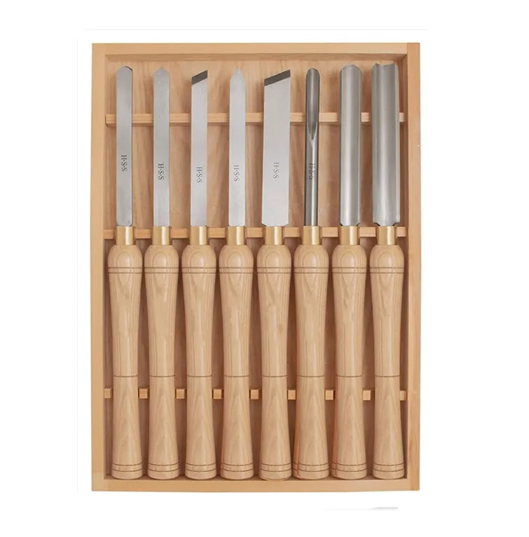8 Piece Set HSS Woodworking Lathe Chisel Set For Wood Turning