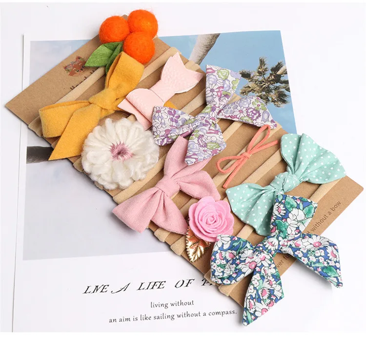 Nylon Kids Headbands Simple Design Newborn Baby Girl Hair Band Elastic Soft Fabric Flower Baby Bow Custom Thin Headband
