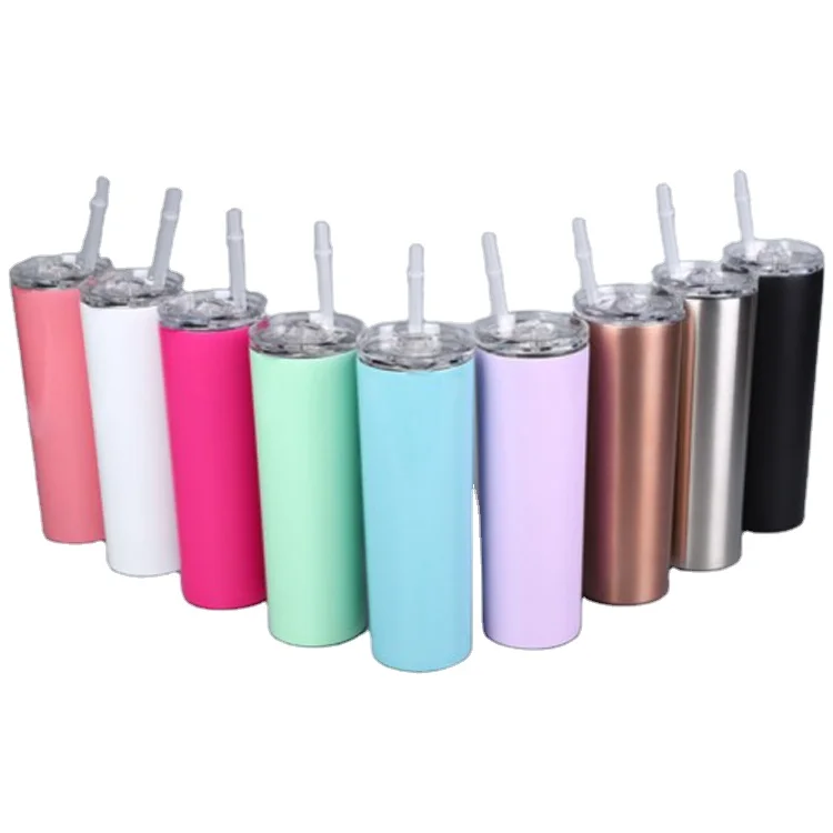 Customized high quality  printed stainless steel straight tube straw tumbler reusable bPA free vacuum coffee cup with straw