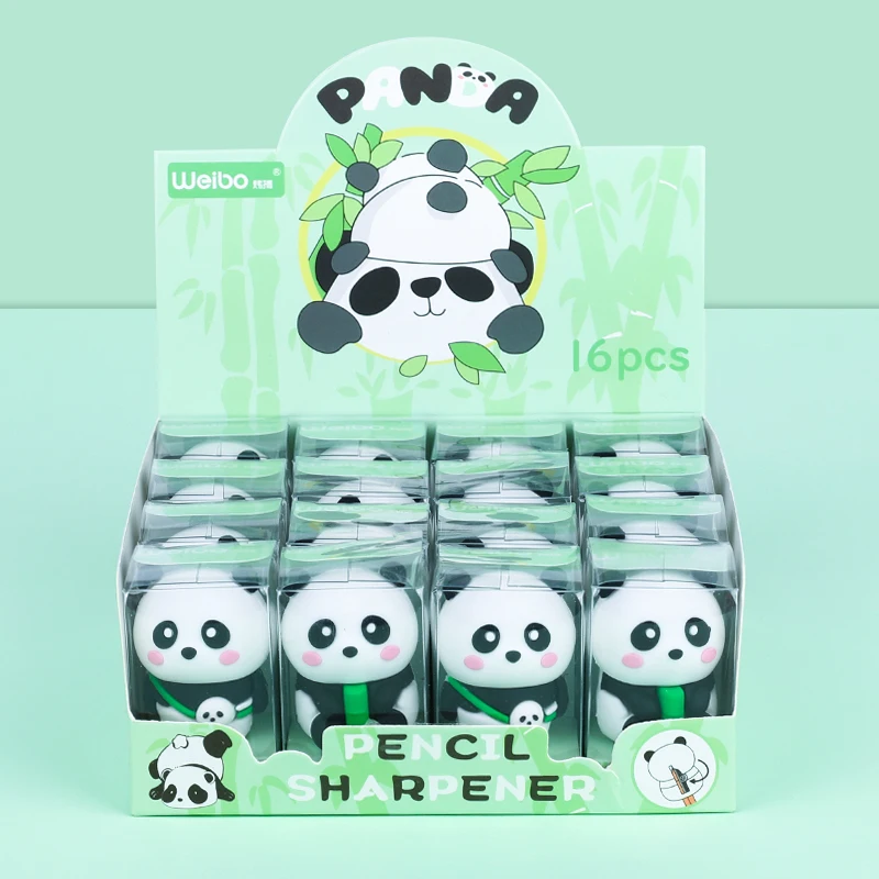 Weibo panda школьные канцелярские товары оптом под заказ Пластиковая точилка для карандашей детей