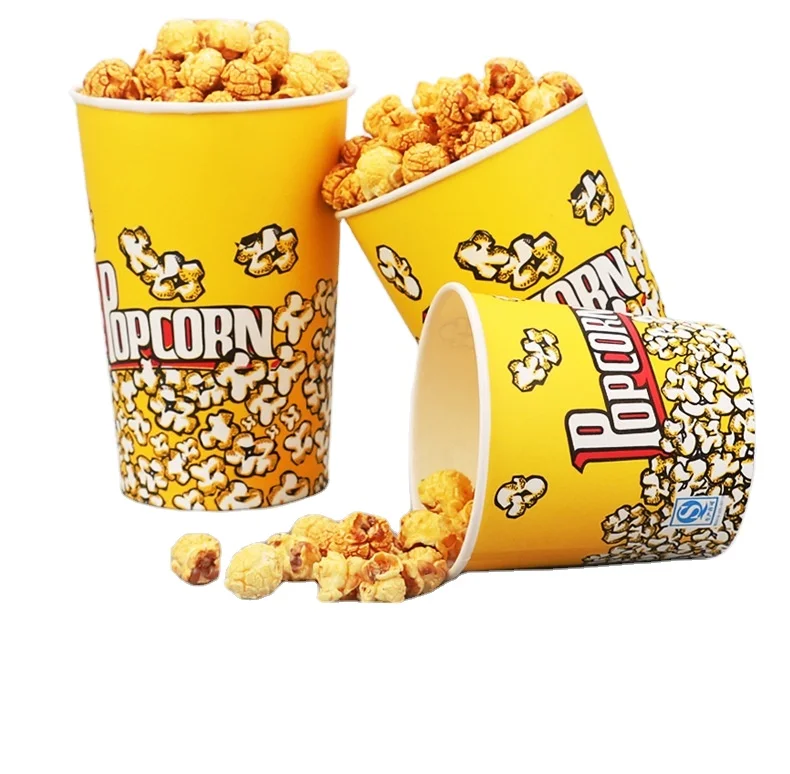
Customized wholesale Theater drum packing food Custom Logo bucket paper cup reusable movie paper cups for popcorn 