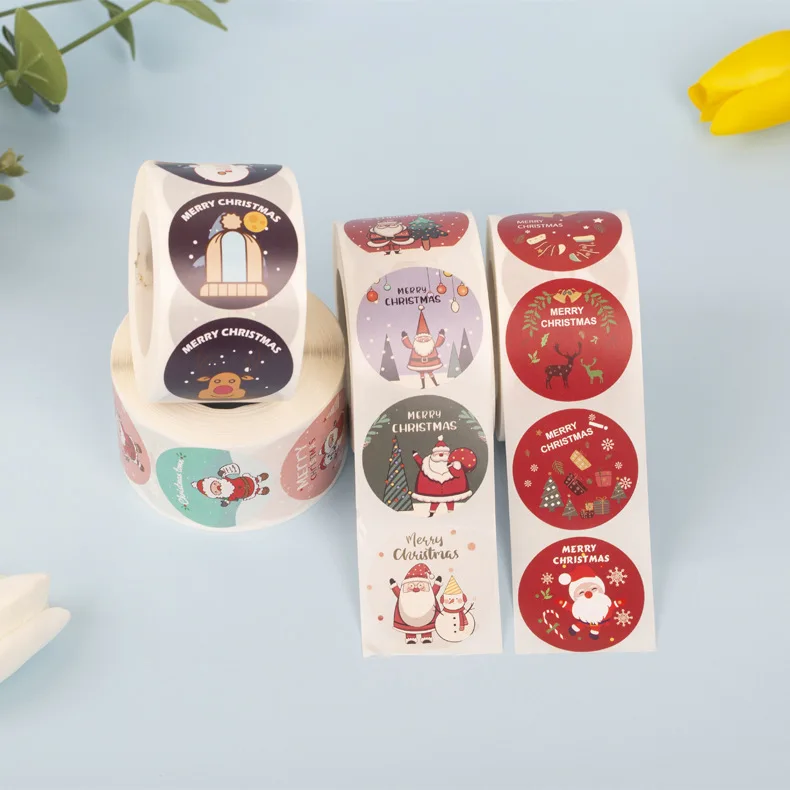 Adhesive Snowman Sitting with Christmas Tree Sticker for Candle Craft Photo Frame Minimum Order 500pcs PET Material