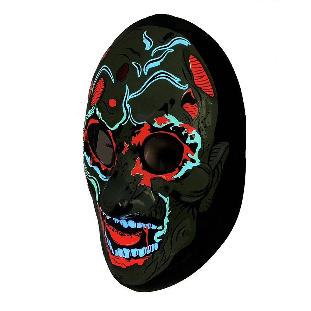 plastic Halloween face mask led light mask  horror scary ghost Skull  mask