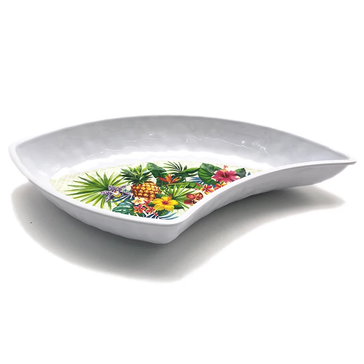 Graceful condiment dish 13 inch compartment plate Appetizer Serving Platter Assorted Snack Dish plastic Serving Tray Dip Bowl