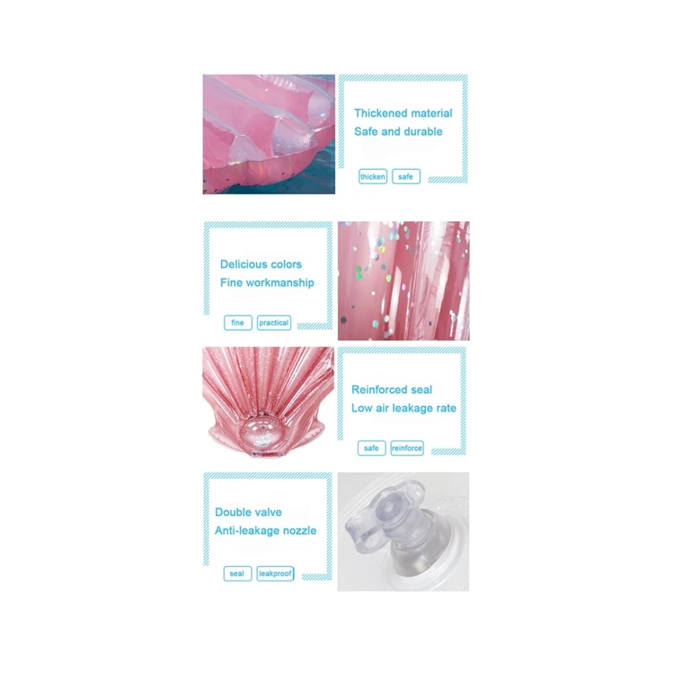 New rose gold sequin shell floating bed inflatable adult kids swimming rings boat