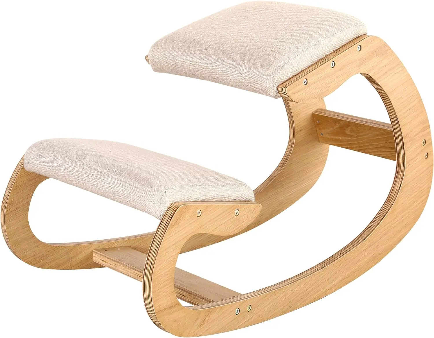 Wood Rocking Chairs Knee Stool Ergonomic Kneeling Chair for Upright Posture with Cushion