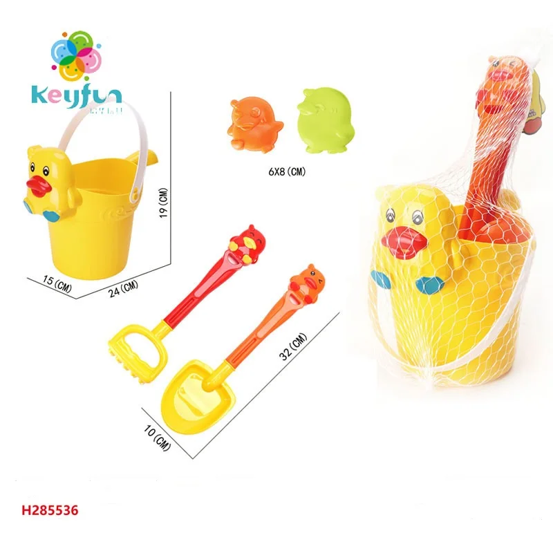 2024 Newest Products Summer Beach Toys Set Funny Duck Beach Bucket 5PCS Sand Toys Shovel Harrow Mold Set For Kids H285536