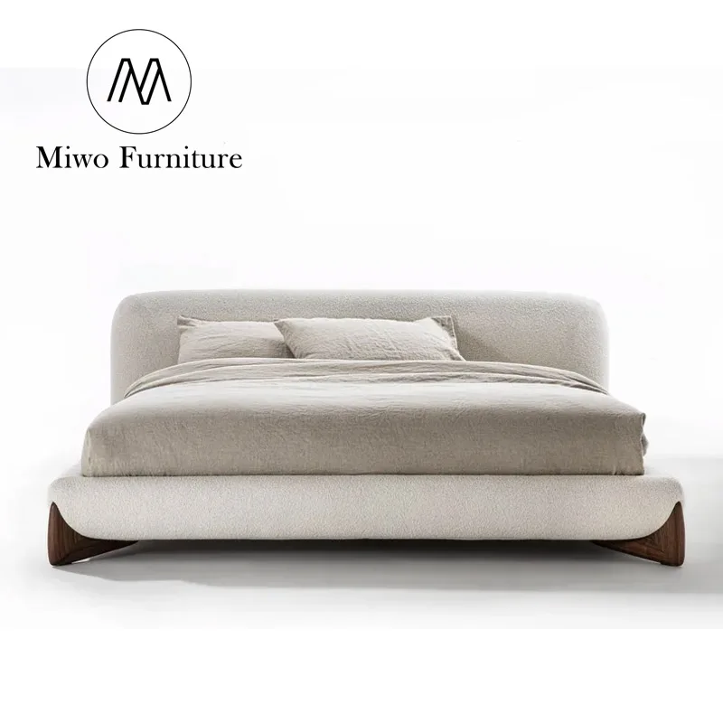 Luxury italian Bedroom Queen King Size Fabric Frame Beds nordic Modern Tufted Upholstered Furniture Velvet Solid wood double bed