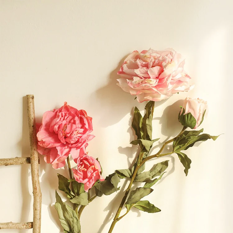 
High quality real touch artificial wholesale orange white blue yellow peony silk flower bouquet 