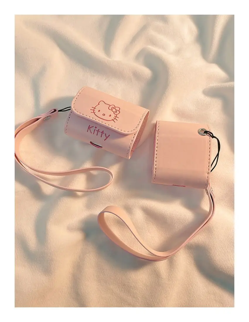 Cute Cartoon Sanrioed Kt Leather Bluetooth Headphone Case 2/ 3 Generation Headphone Case Pink Girls Airpods Case