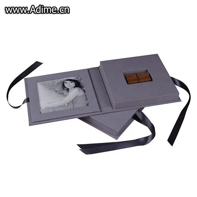 Wedding linen book cloth photo folio USB flash drive packaging case box