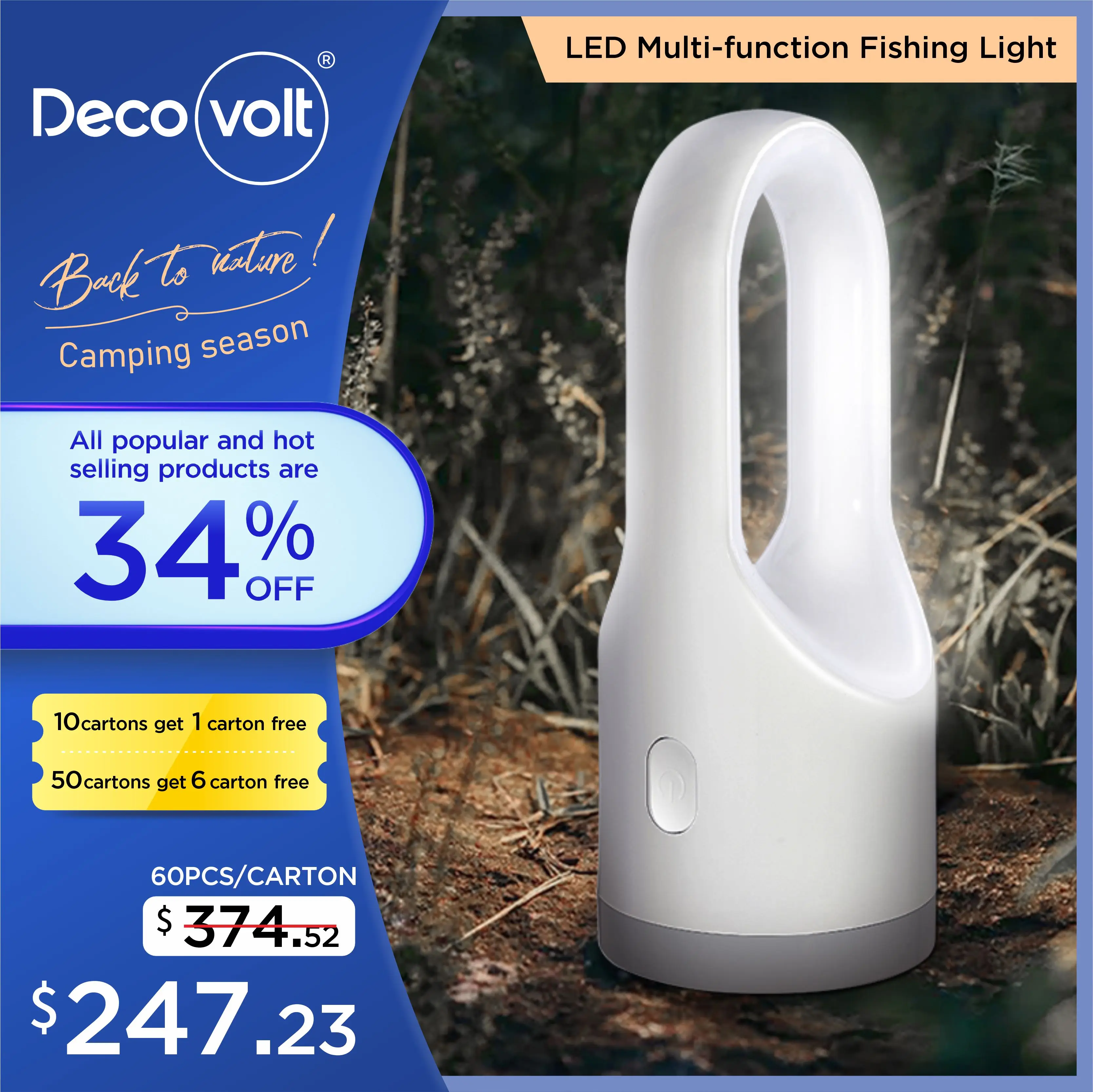 Good Quality Light Blue Emergency Portable Light Flash Table Rechargeable Work Portable LED Camping Light Lantern