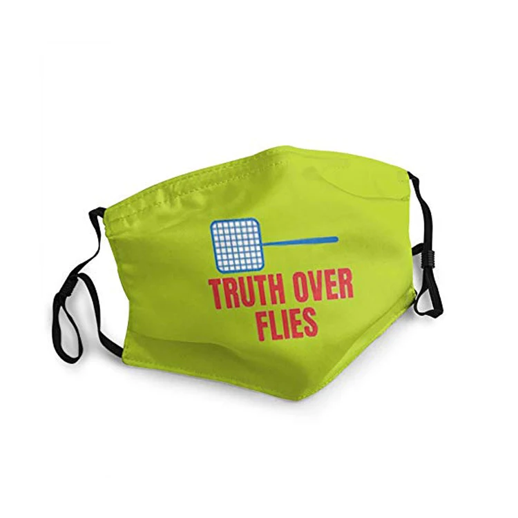 Custom print dust proof reusable Green  cloth mouth maskes 3 layer cotton Fly swatter face maskss