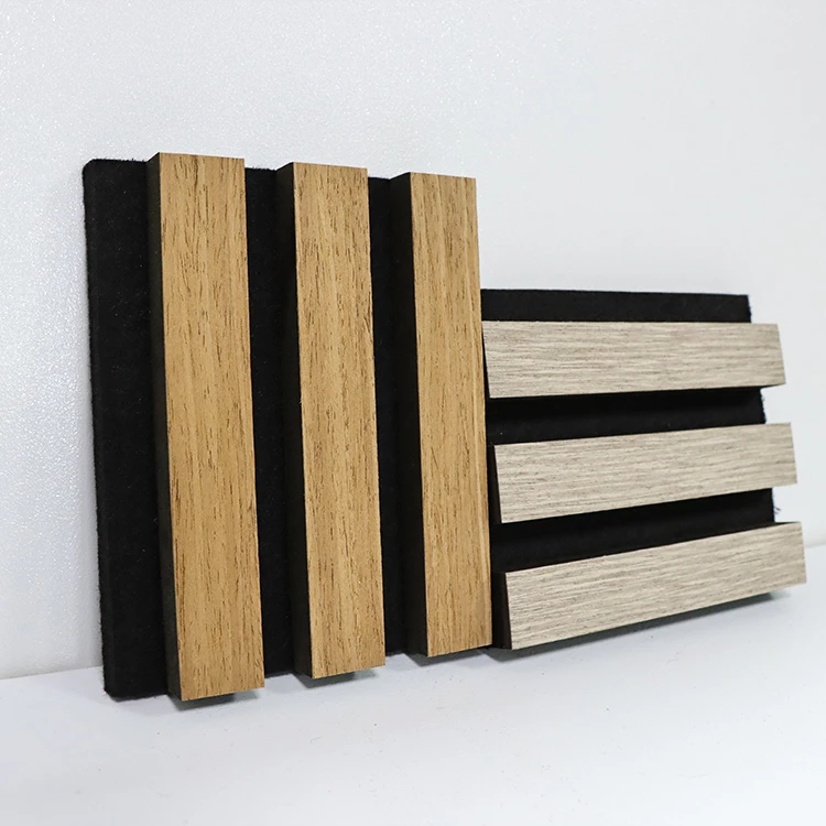 Natural Oak Veneer Finish  Acoustic Panel Wooden Slat Wall Perforated Fiber Acoustic Panel