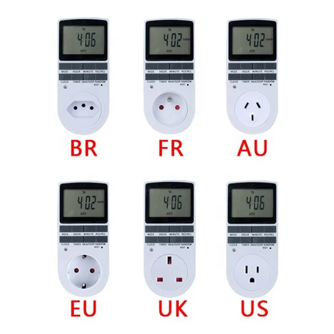 Electronic Digital Timer Switch EU UK AU US FR Plug Kitchen Timer Outlet Programmable Timing Socket 220V