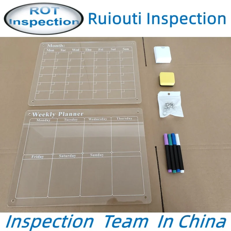 Acrylic calendar third party inspection service and quality check service hangzhou inspection