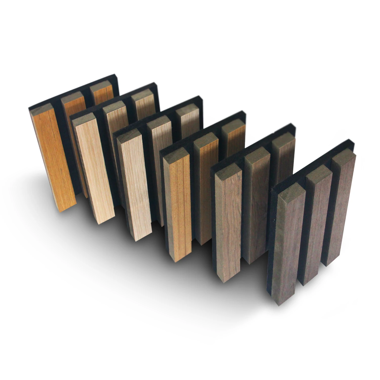 2400*600 Dark Brown Interior Decor 3D MDF Polyester Fiber Soundproof Wooden Slat Acoustic Wall Panel Ceiling Panel
