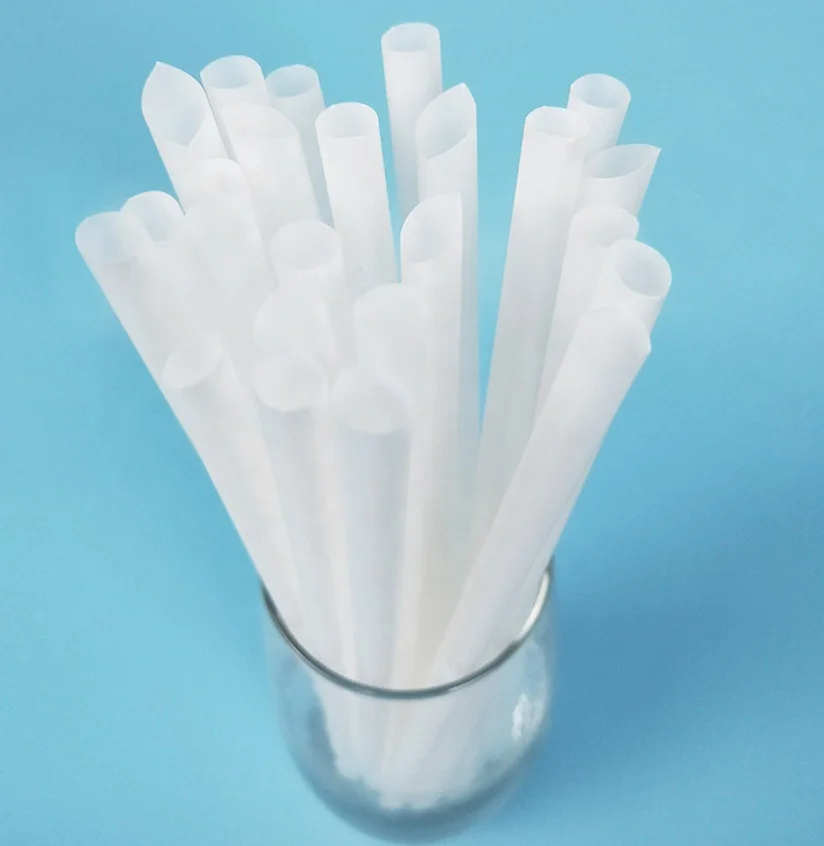 12mm Jumbo Straws Drinking Bubble Tea Tilted PLA Straw 100% Corn Starch for Smoothie Milkshake in Natural Color