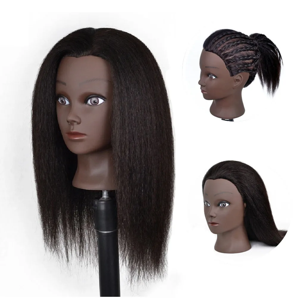 
Real Human Hair Styling Dye Cutting Cosmetology Manikin Training Practice Female Mannequin Head  (1600146604833)