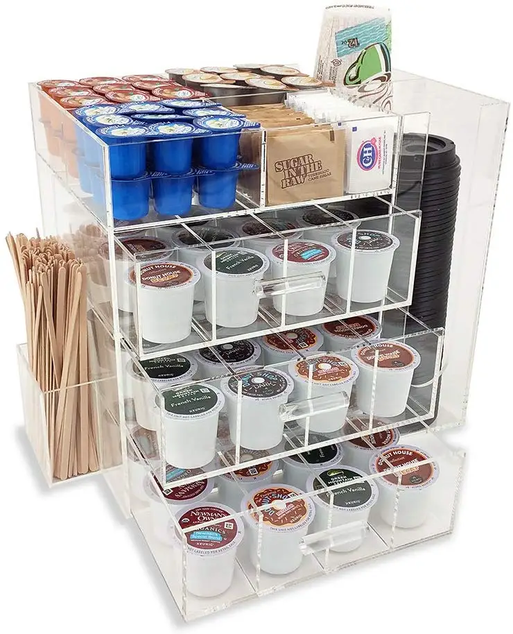 VONVIK New Type Acrylic Coffee Station with Drawers for Keurig K-Cup Coffee Pods