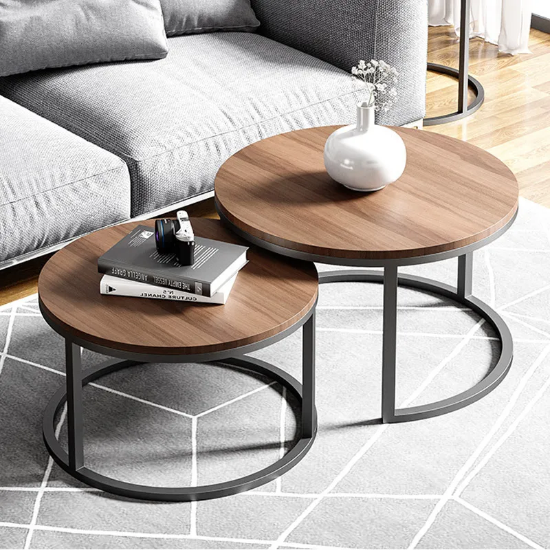 Luxury designers coffee shop wood stainless steel coffee table restaurant furniture