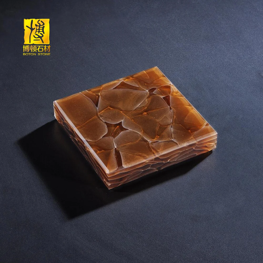 
Artificial Stone Brown Jade Glass Artificial Onyx Slab Stone Translucent Stone Panel Wall Panel 