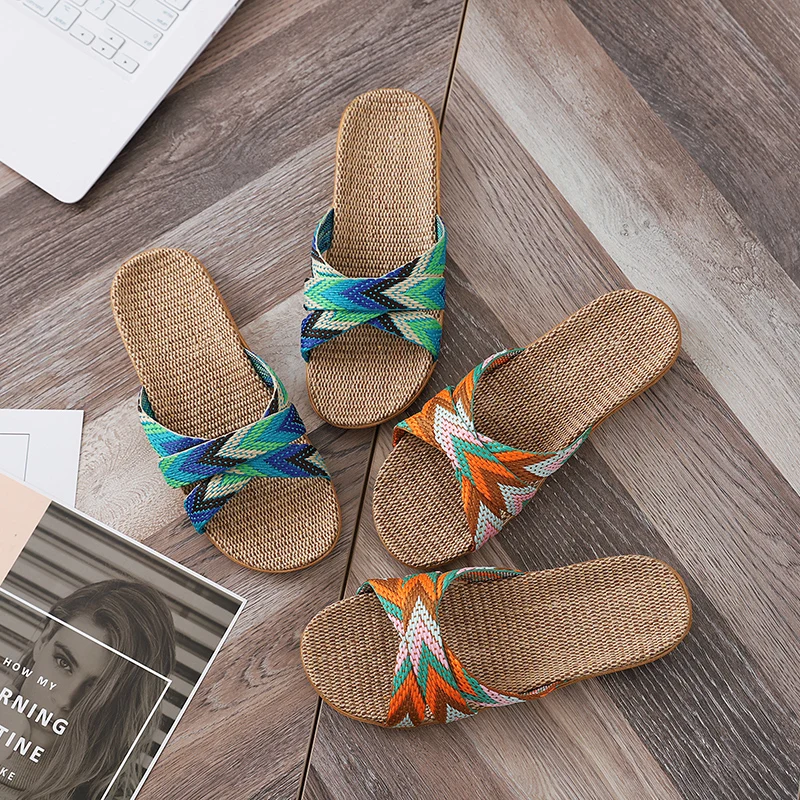 Whosale Jute Linen Disposable Slipper Latest Ladies Slippers Shoes And Sandals Size Shoes Summer Beach Slides Slipper Sandals