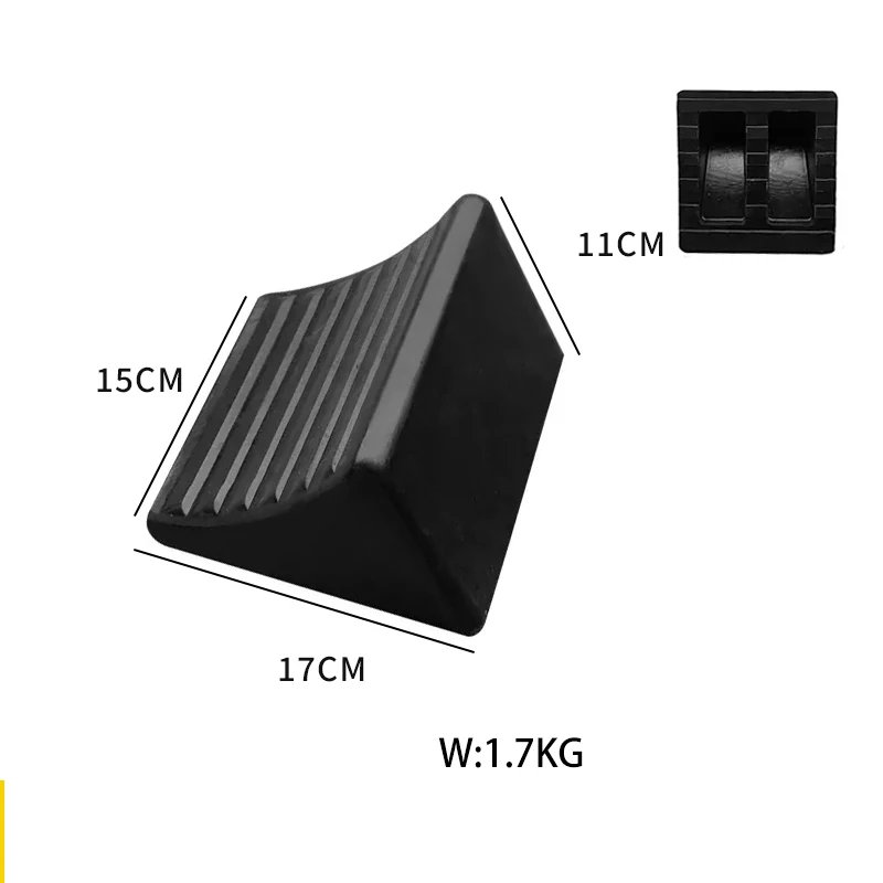 Automotive Solid Rubber Heavy Duty Black Wheel Chock For Car Parking