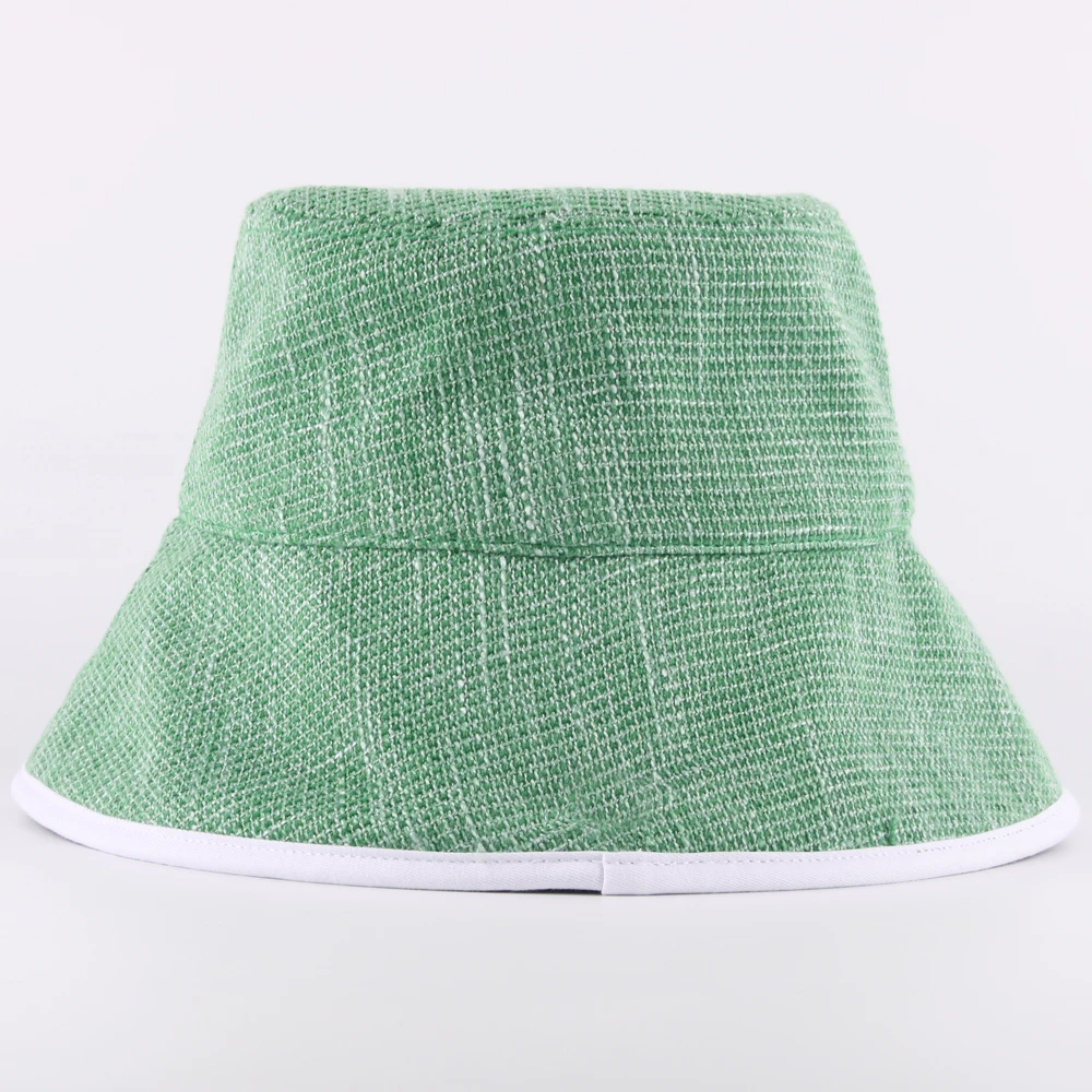 Custom Green Embroidery Logo Fluffy Hemp Bucket Hat