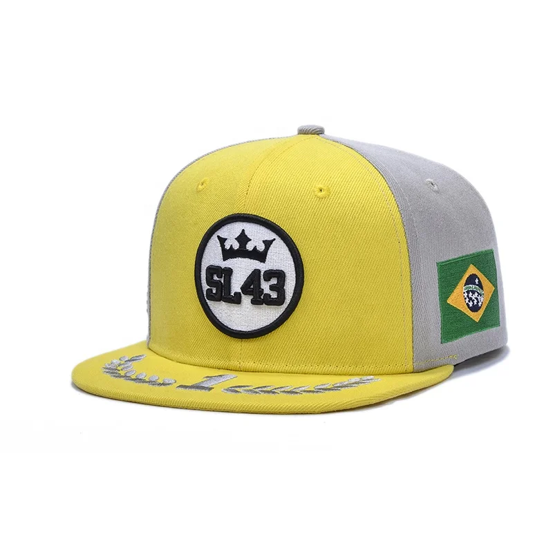 OEM Wholesale print 6 panel 3D Embroidery Logo Sports Mens Flat Brim Gorras Custom Hip Hop Yupoong Snapback Caps Hats
