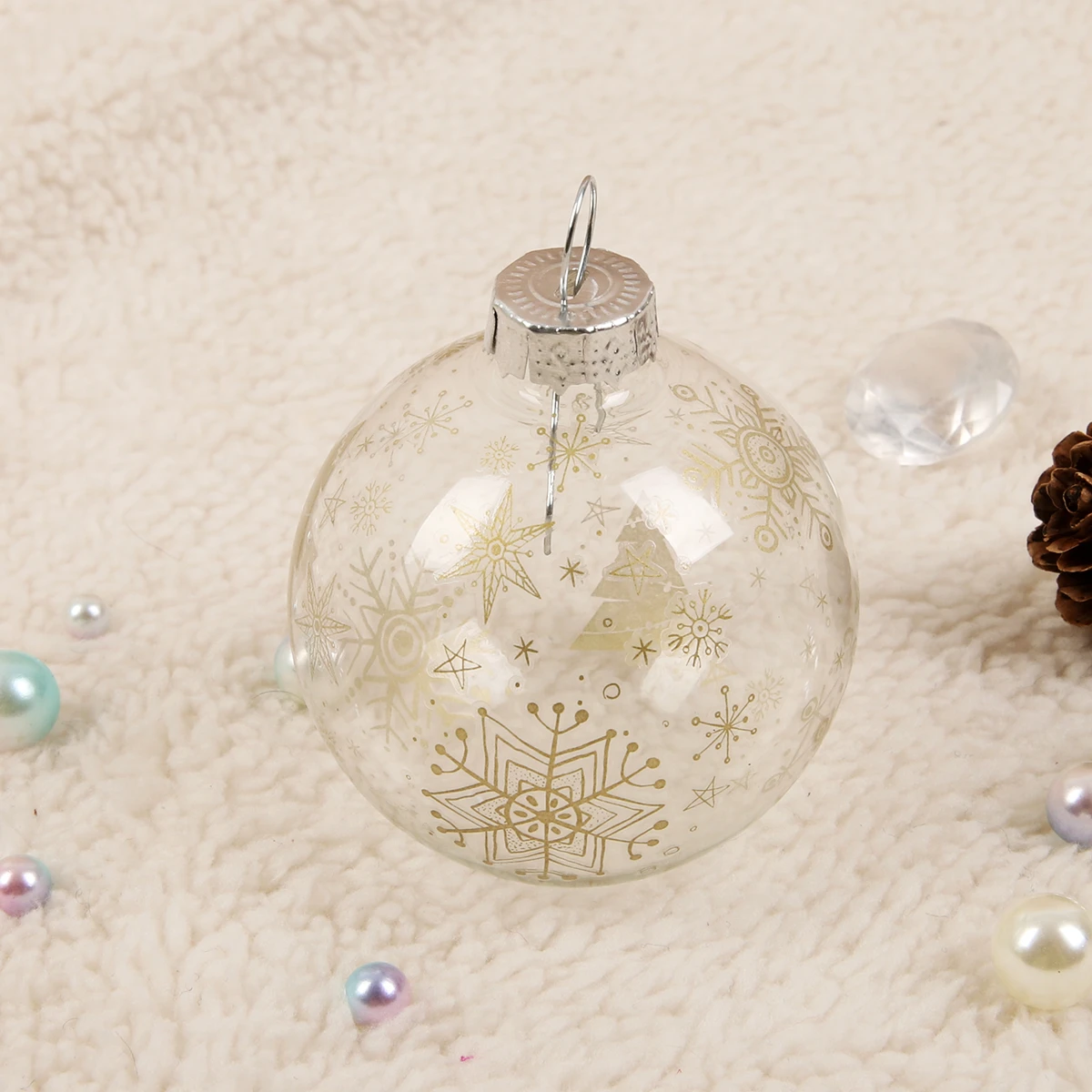 5cm round christmas white glass ball hanging ornaments for home decoration