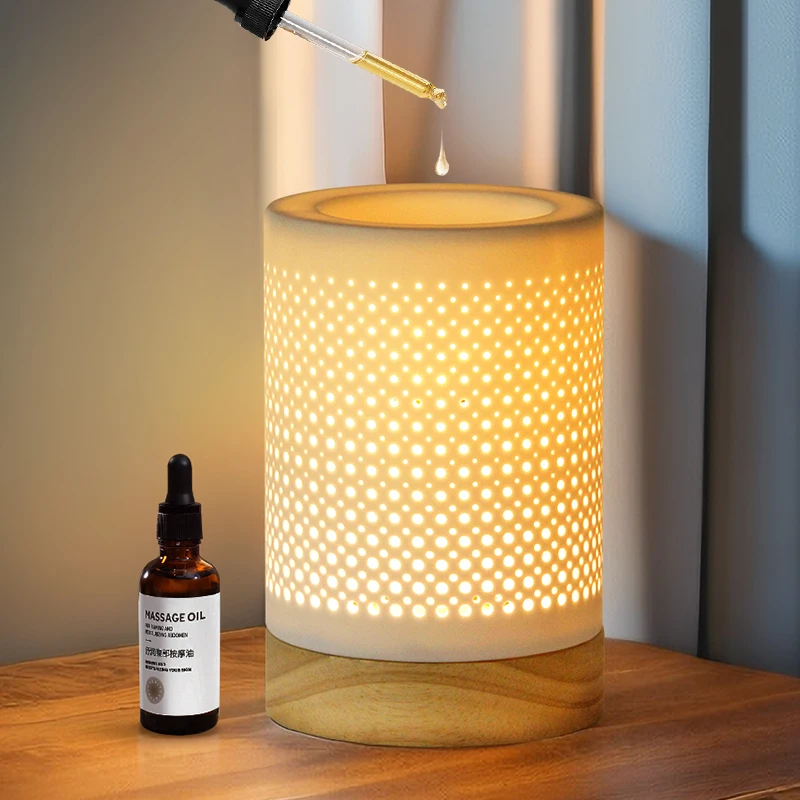 Factory top sale oil fragrance desk lamp aroma oil burner and wax melt 3 in 1 desk porcelain indoor table oil burner lamps