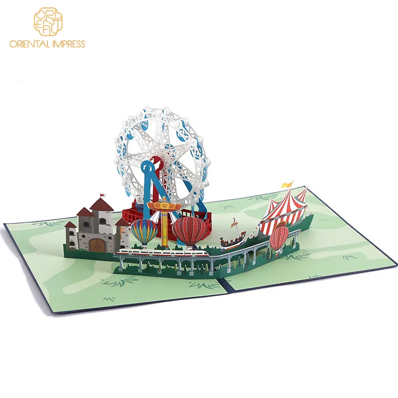 Creative 3D Ferris Wheel Pop Up Greeting Card Amusement Park Birthday Cards