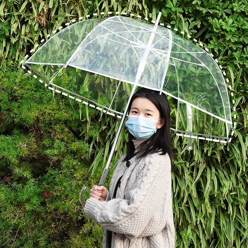 25 Inches Custom Logo Stick Umbrella New Design Strong Windproof Transparent Straight Umbrella