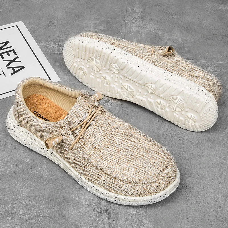 Мужские парусиновые туфли, традиционные черные лоферы в китайском стиле, лето