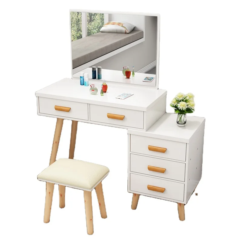 Modern Corner Dressing Table Saving Space Dressing Table with Mirrored Vanity Dressers
