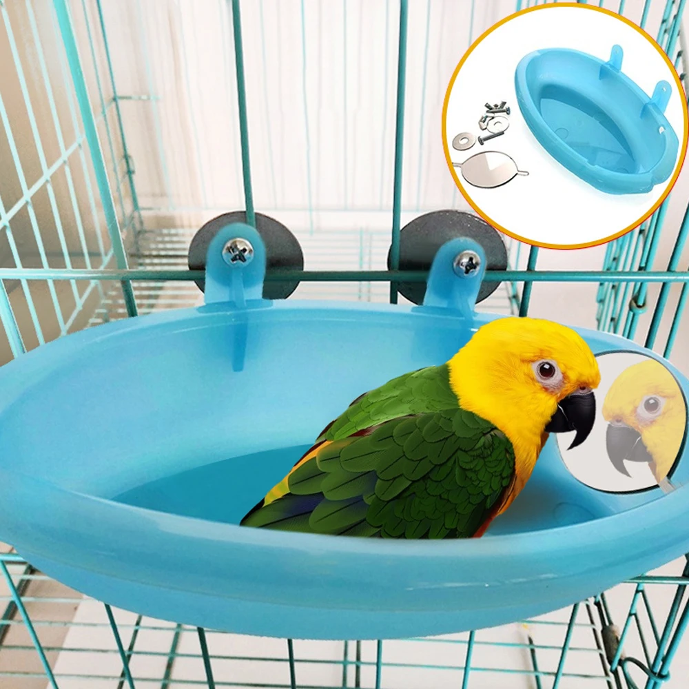 
Parrot Bird Cage Accessories Mirror Shower Box Small Cage Pet Toys 