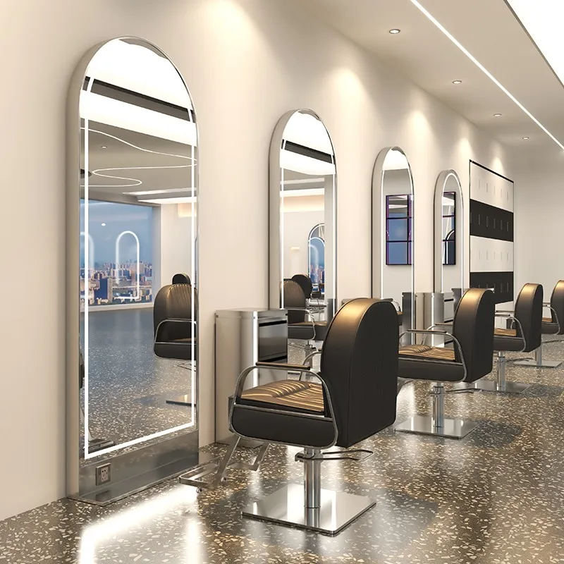 Amazon hot selling other salon furniture hair salon station mirror touch screen light up Mirror for hair salon