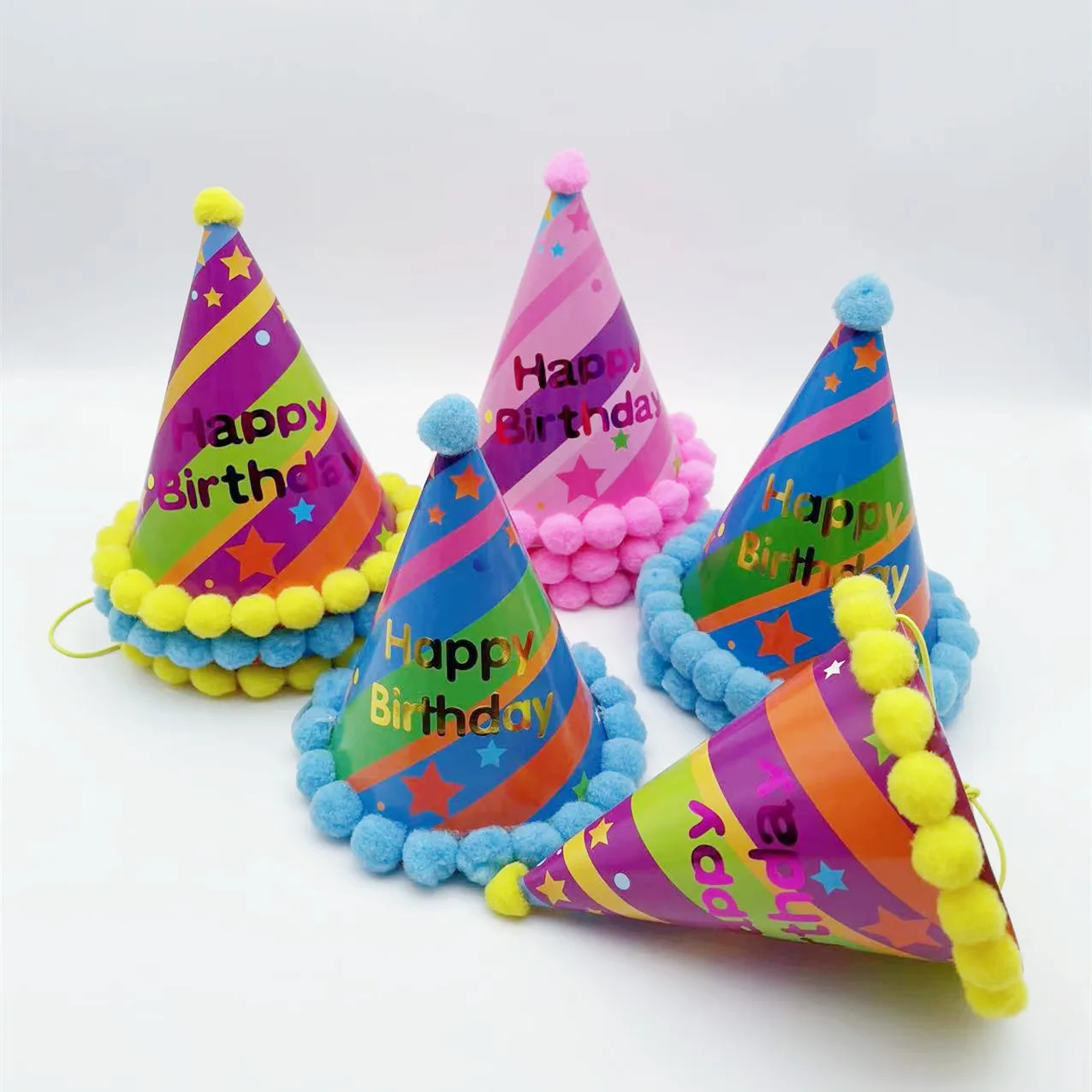 party hat birthday paper cone  Colorful With Star Funny Hats Mix Festival Carnival Party Hat